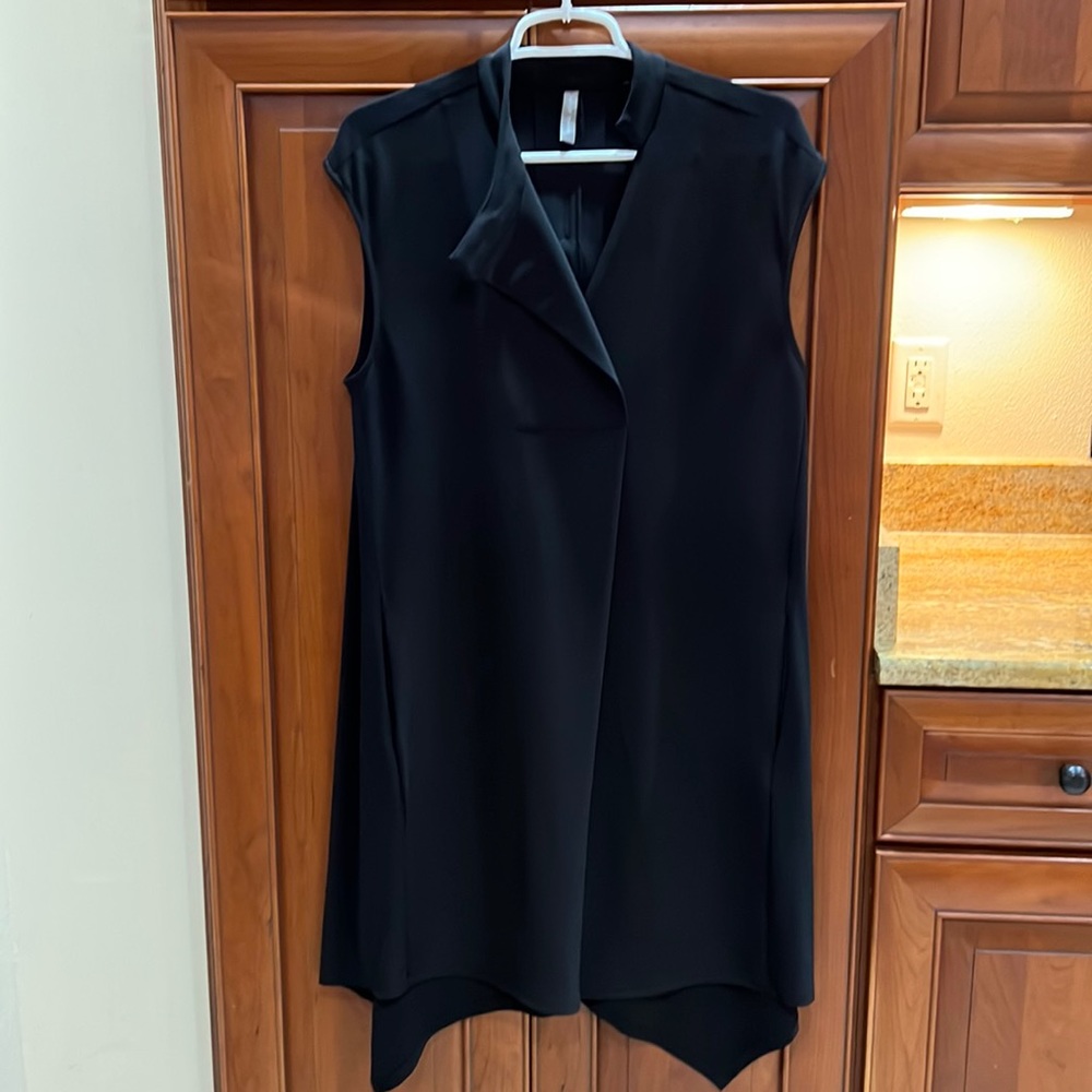 Last Tango Black Asymmetrical Tunic Dress with Front Pleat